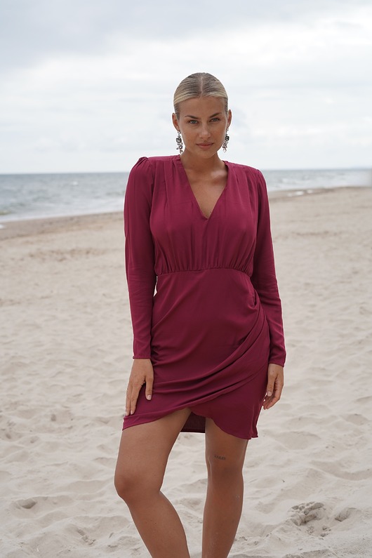 sukienki mini damskie CS  -  Rubinowa elegancka sukienka Dalia