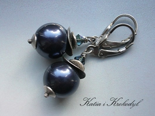 Kolczyki Swarovski Bąbelki dark night Katia i krokodyl