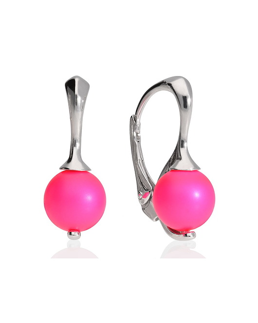kolczyki swarovski Kolczyki angielskie neon róż perła Swarovski