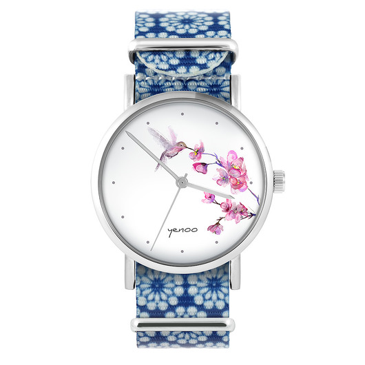 zegarki damskie Zegarek - Koliber, oznaczenia - niebieski, kwiaty