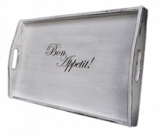 Drewniana postarzana taca w stylu shabby chic  Spatium