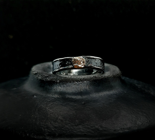 biżuteria męska Pierścionek - sygnet NUTA srebro i złoto rozmiar 21-22