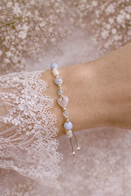 bransoletki na sznurku Piękna bransoletka na sznurku z kamieniami agat, akwamaryn