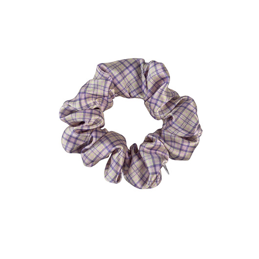 gumki do włosów Gumka jedwabna, scrunchie, frotka lawendowa krata MIDI