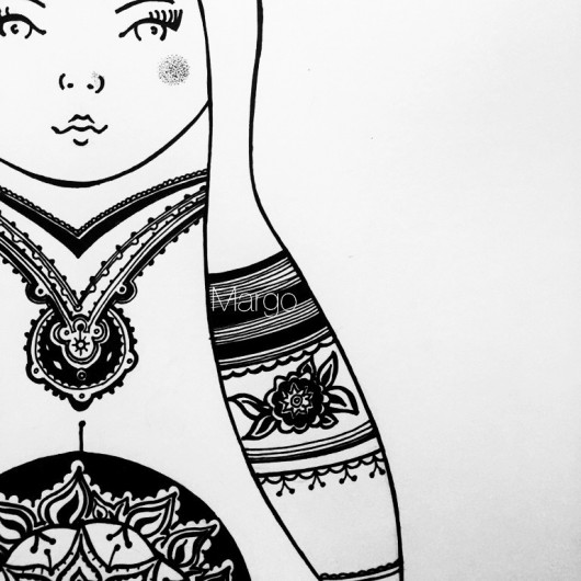 matrioszka, rysunek grafika print Margo Hupert