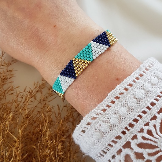 bransoletka trójkąty turkusowe LEI handmade 
