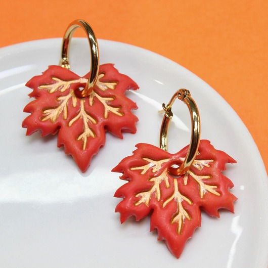 kolczyki z masy plastycznej JESIENIARA kolczyki liście