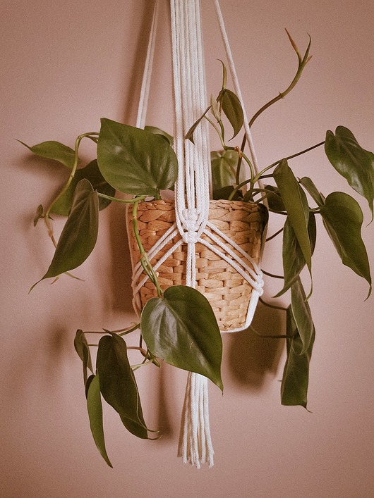 Makrama kwietnik wiszący na sznurku ECRU Hygge Macrame