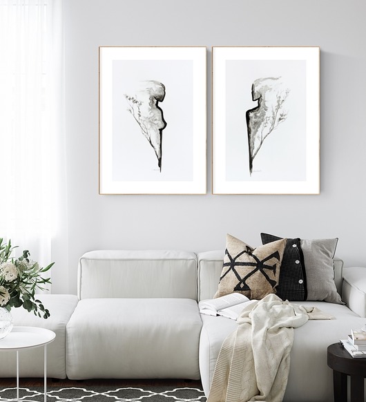 Zestaw 2 grafik 40 x 60 cm wykonanych ręcznie Krystyna Siwek Art