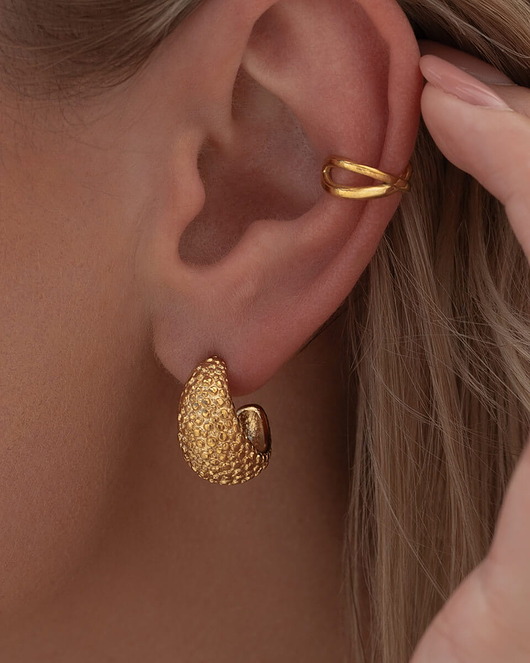 kolczyki pozłacane Modne złote kolczyki ze stali chirurgicznej pozłacane 18k złotem