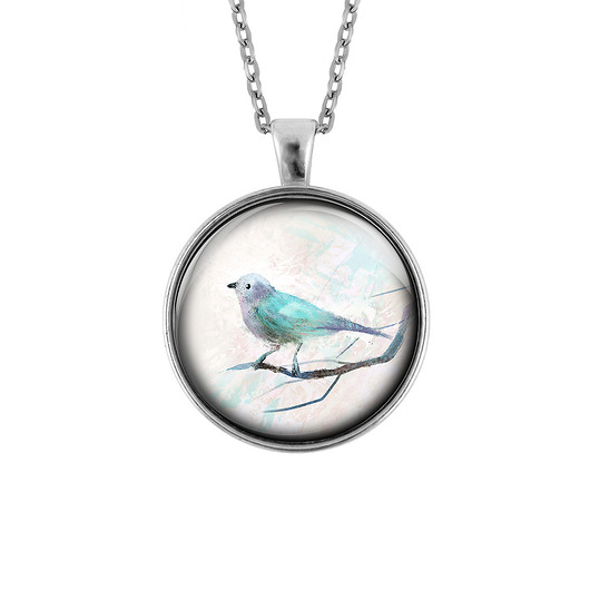 wisiory Medalion - Turkusowy ptaszek - duży