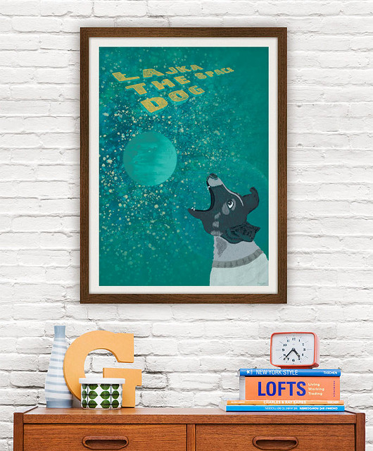 plakaty Łajka, kosmiczny pies - plakat 50x70 cm