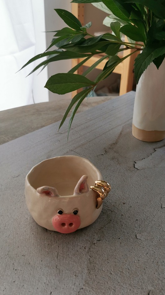 Podstawki pod kadzidełka ŚWINKA ceramiczna miseczka