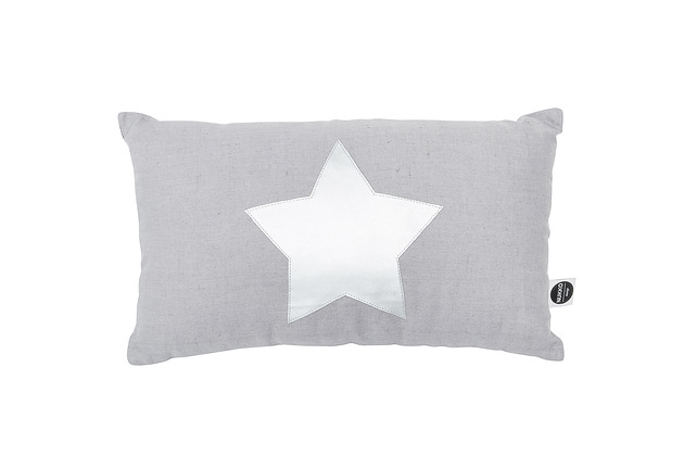 dekoracje świąteczne SzAra lniana poduszka ze srebrną gwiazdką