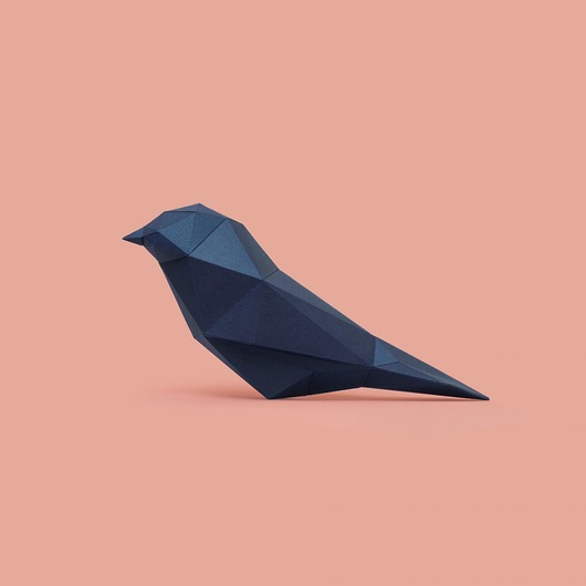 figurki i rzeźby PTAK, papierowy model do sklejenia, dark blue