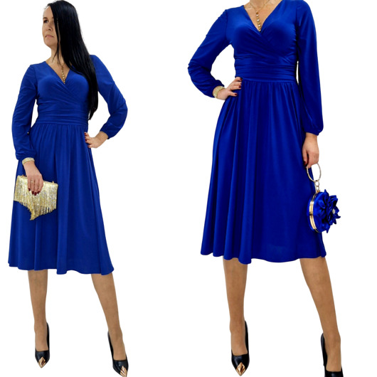 sukienki midi damskie Chabrowa elegancka sukienka  midi draperia r 36-56