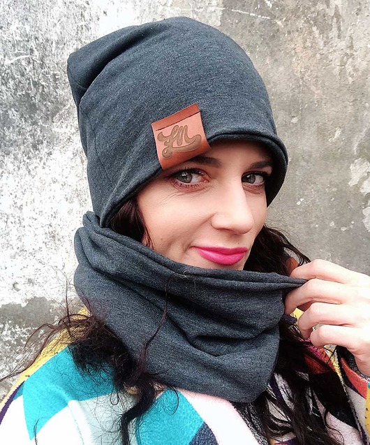 czapki damskie Cienka czapka unisex przejściowa grafitowa