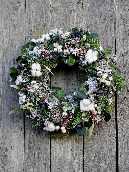 Wianek świąteczny FROZEN COTTON 47 cm FlodiaAtelier