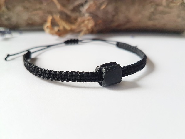 biżuteria męska Męska bransoletka z Czarnym Turmalinem