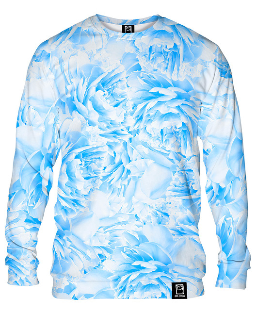 bluzy męskie Bluza Bez Kaptura Męska DR.CROW Peonies Blue