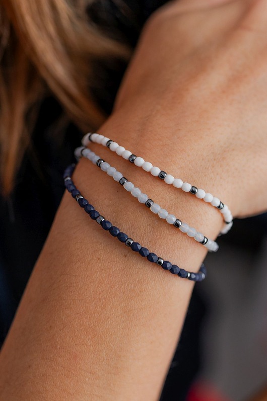 bransoletki na sznurku Bransoletka 3 w 1 - granat i biel