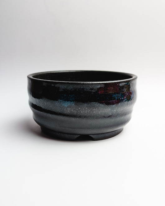 doniczki Płaska doniczka ceramiczna "głębia oceanu"