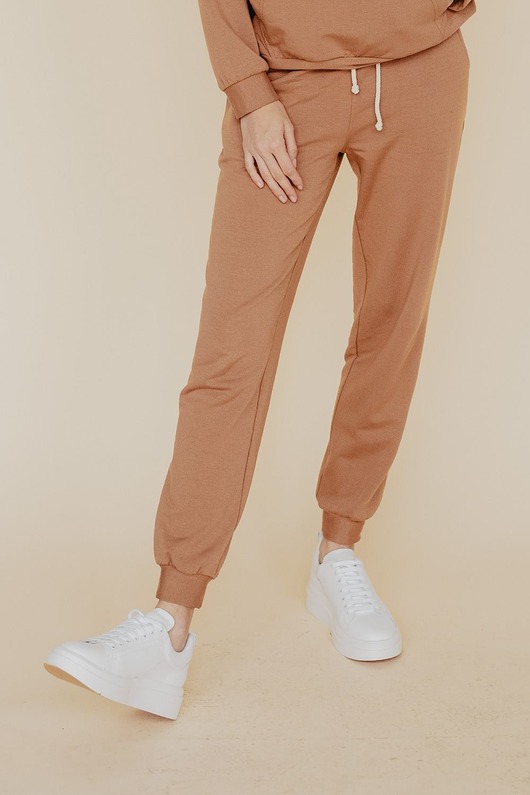 spodnie dresowe damskie Spodnie dresowe Lena camel - micromodal