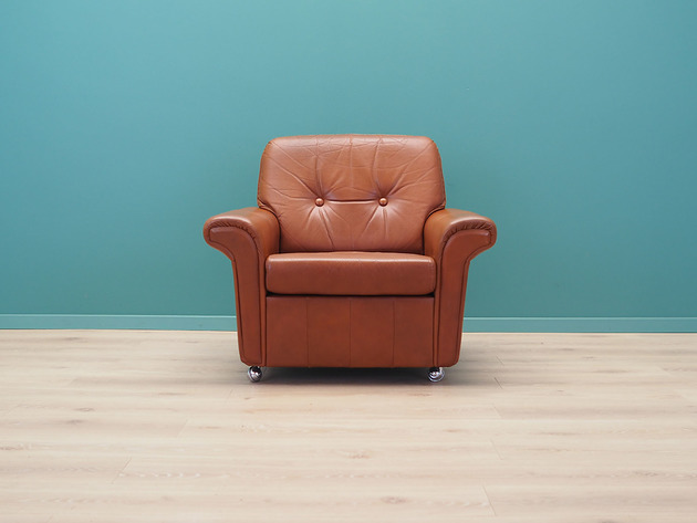 fotele Fotel skórzany, duński design, lata 60, produkcja: Dania