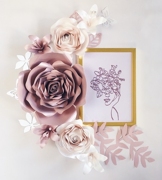 Ślub - inne Duże kwiaty na ścianę 3d rose gold i perła