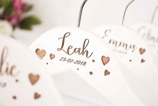 Zestaw 4 wieszaków ślubnych personalizowanych MoodForWoodBridal