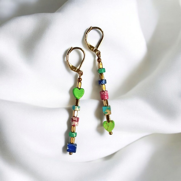 kolczyki z kamieniami Kolczyki wakacyjne : jaspis cesarski : multicolor II