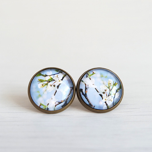 kolczyki szklane Kolczyki - Kwitnące kwiaty - sztyfty