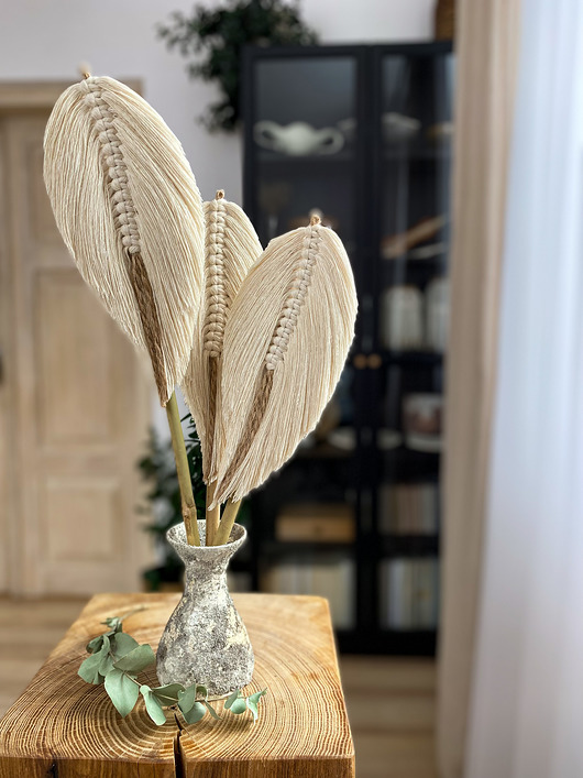 makramy Makrama pióro- dekoracja do wazonu