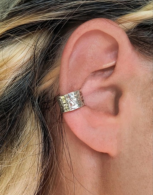 nausznice Nausznica Beton white earcuff -jasne srebro 925 hand made