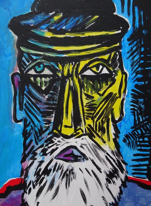 obrazy Kolorowy obraz  kubiczna twarz listonosz picasso style