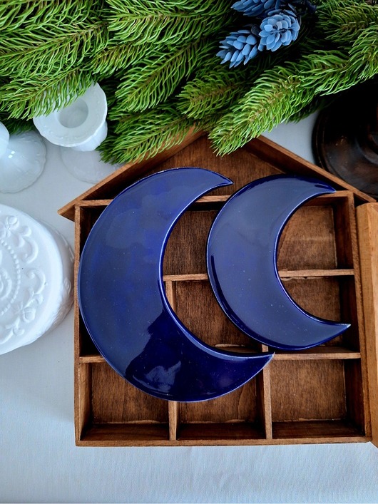 Ozdoby na ścianę Księżyc ceramiczny dekoracja ścienna 2 sztuki