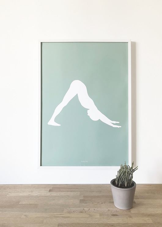 plakaty Plakat YOGA Pies z głową do dołu zielony