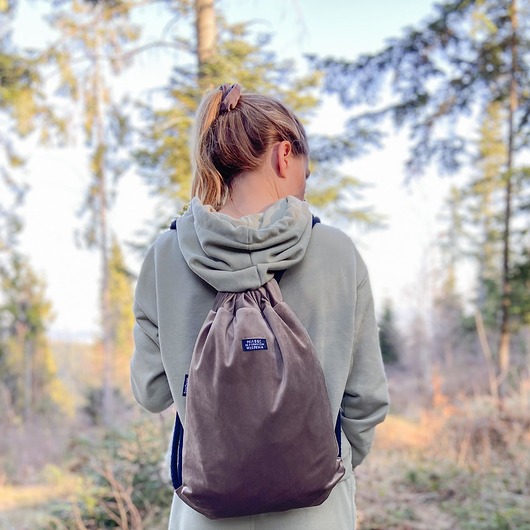 Plecak beżowy welur sacky bag