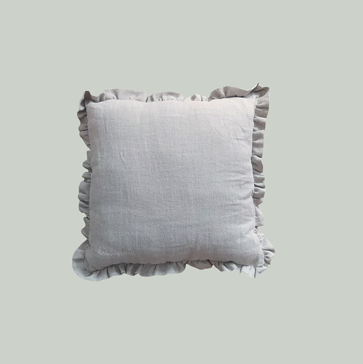 poduszki gładkie Lniana kwadratowa poduszka dekoracyjna z falbaną Biosennie