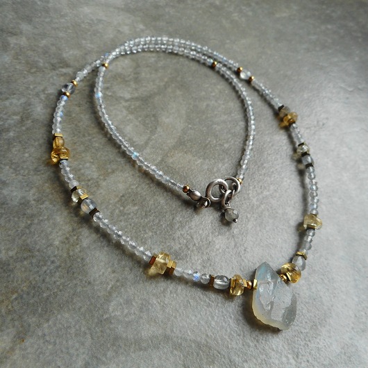 srebrne naszyjniki Labradorytowe ognie srebro 925