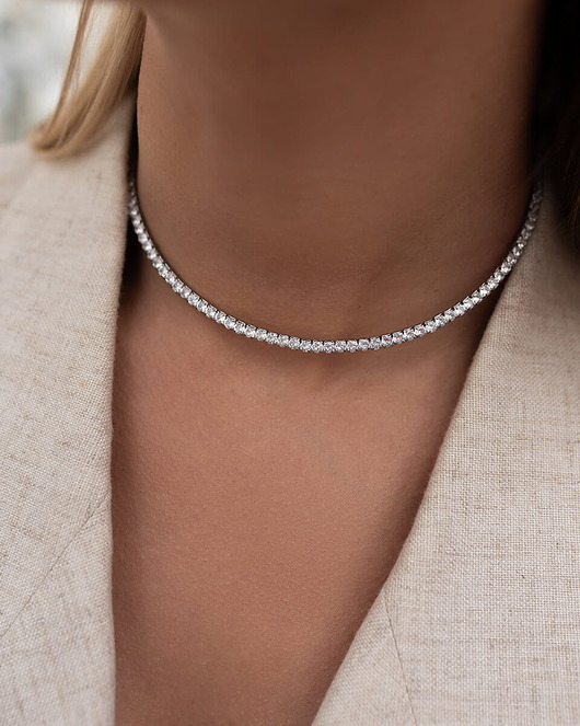 złote naszyjniki Srebrny naszyjnik z cyrkoniami ze stali chirurgicznej Paraiso Lysia