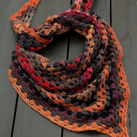 cząstki pomarańczy / klasyczna chusta agat handmade