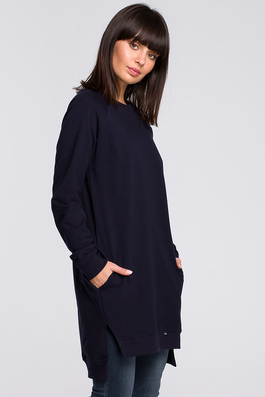 Bluza - tunika z rozcięciami - granatowa(B-101) Be