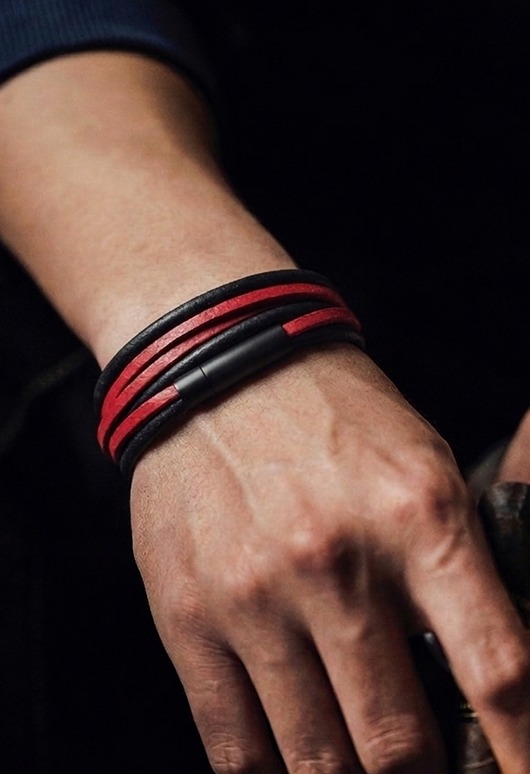 biżuteria męska Bransoletka Skórzana Argento