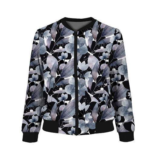 bluza bez kaptura damska Bomberka damska - FLOWERS AND LEAVES