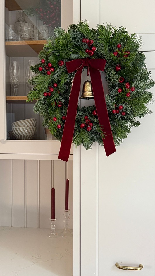 wianki bożonarodzeniowe NATURALNY Wianek Bożonarodzeniowy na drzwi Z DZWONKIEM - 45cm
