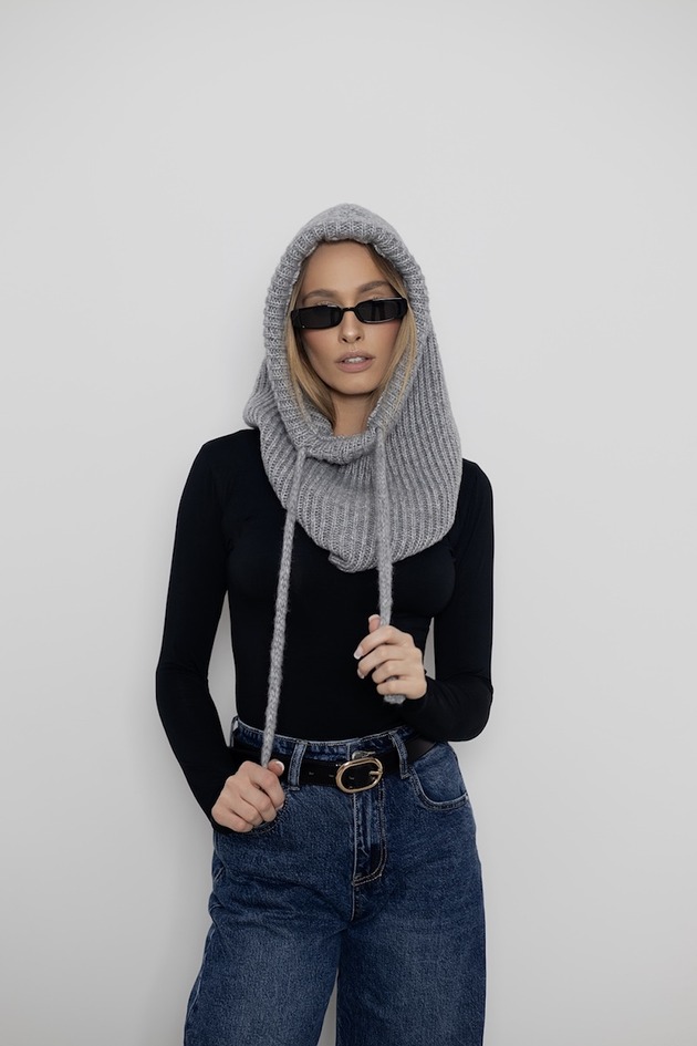 czapki damskie Balklava szara