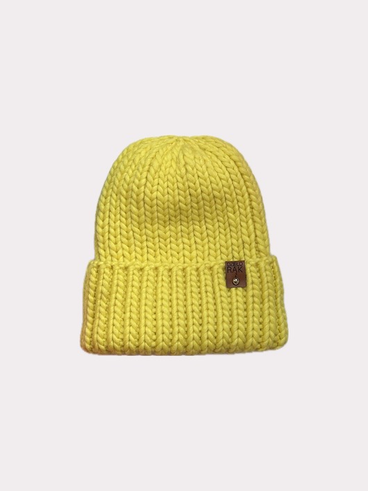 czapki damskie Wełniana czapka oversize - żółta