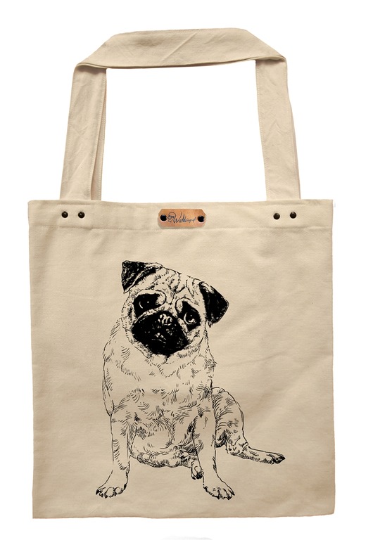 Mops - torba z grubego płótna Wild Dot