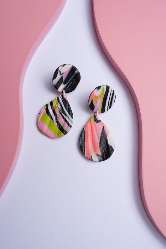 kolczyki z masy plastycznej Wiszące sztyfty listki marale